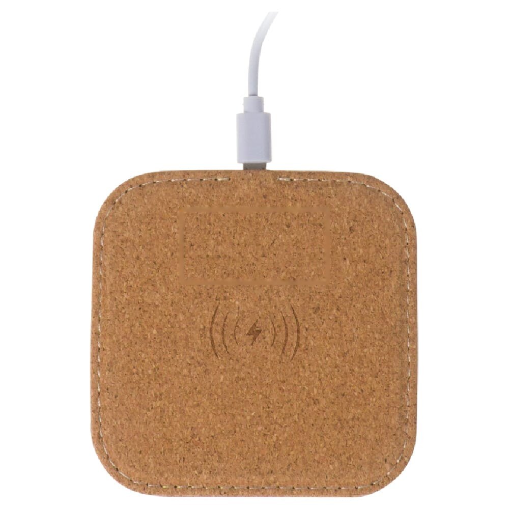 Square cork Wireless charger 5W — drukvlak bovenkant