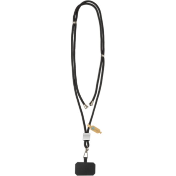 CarryLoop RCS rPET verstelbare lanyard met telefoonhouder — drukvlak artikel voorzijde