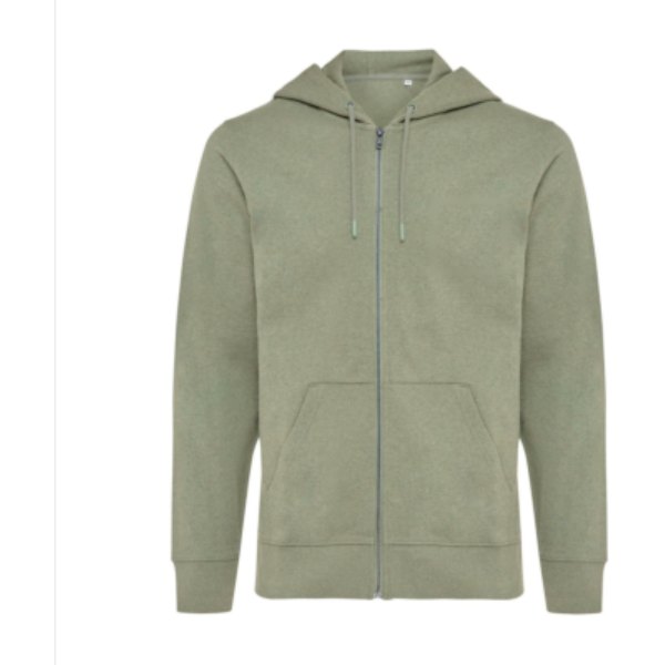 IQONIQ Abisko gerecycled katoen hoodie met rits — drukvlak borst linkerzijde