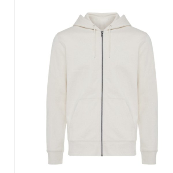 IQONIQ Abisko gerecycled katoen hoodie met rits — drukvlak borst rechterzijde