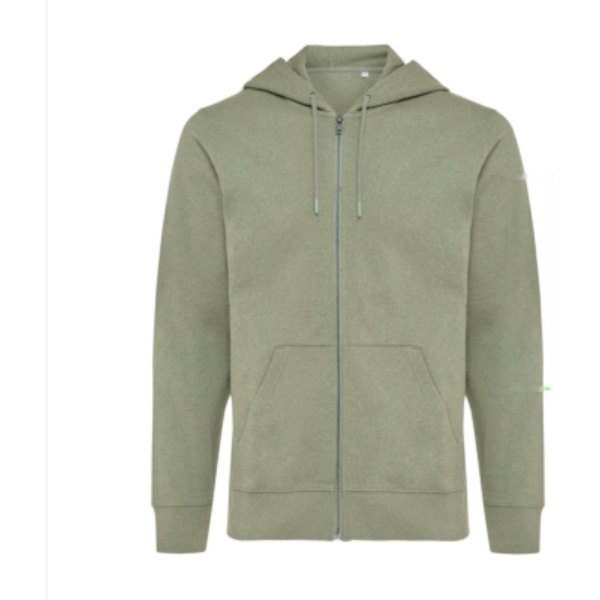 IQONIQ Abisko gerecycled katoen hoodie met rits — drukvlak mouw links