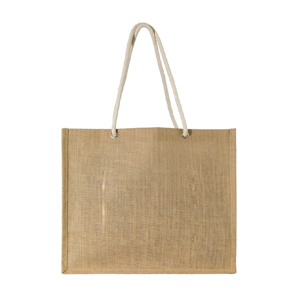 Schoudertas Jute — drukvlak midden op de voorkant