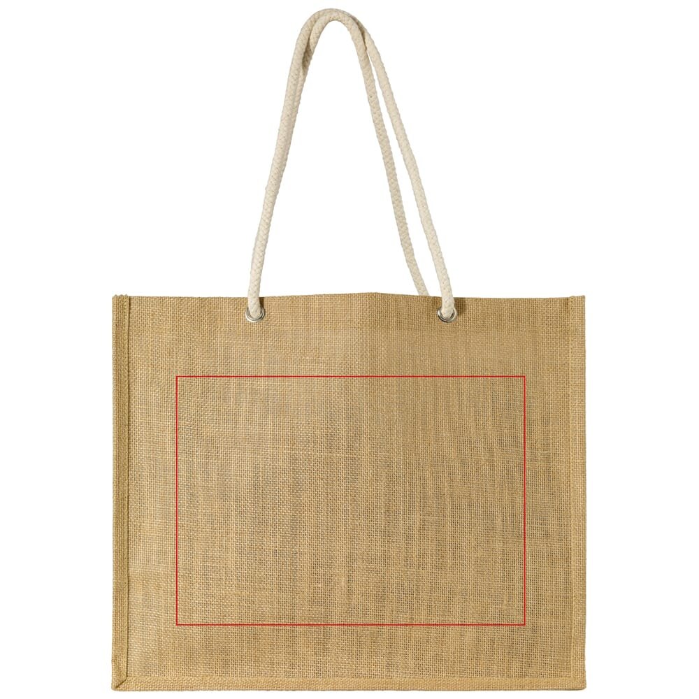 Schoudertas Jute — drukvlak groot op de voorkant