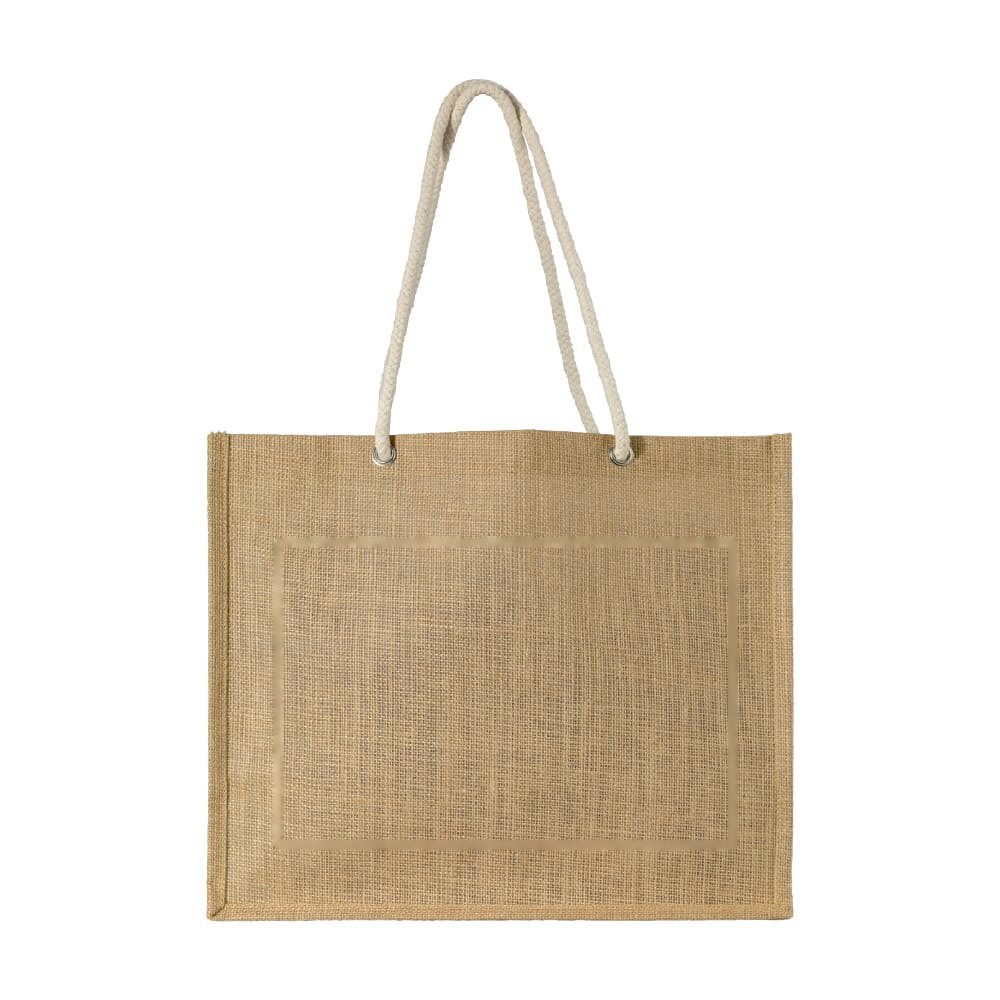 Schoudertas Jute — drukvlak breed op de voorkant