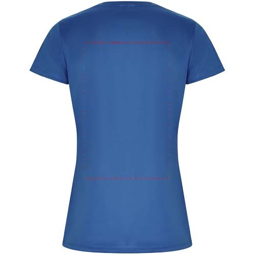 Imola 135 g/m² sportshirt met korte mouwen voor dames — drukvlak impact hoog op de achterzijde