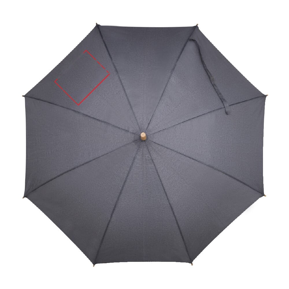 Stok paraplu 25” R-PET recht handvat auto open — drukvlak paneel linksboven