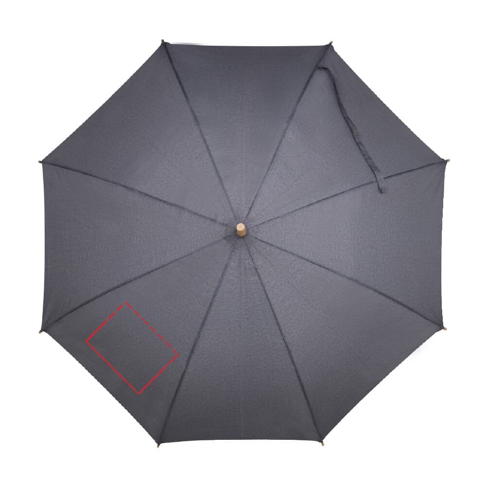 Stok paraplu 25” R-PET recht handvat auto open — drukvlak paneel linksonder