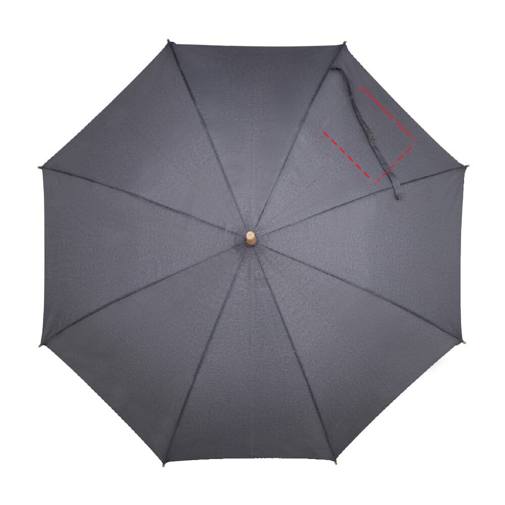 Stok paraplu 25” R-PET recht handvat auto open — drukvlak paneel rechtsboven