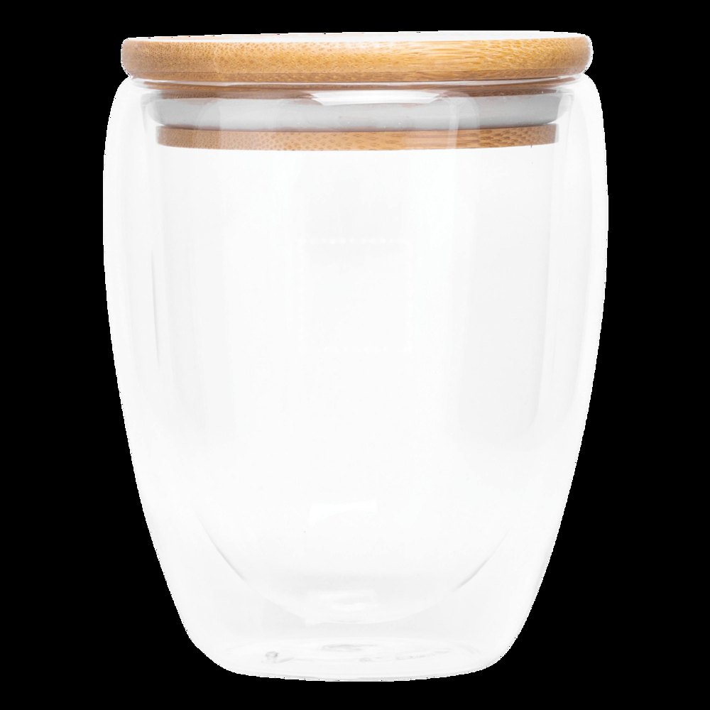 BAMBOO ART M - Dubbelwandig glas, inhoud ca. 350 ml. — drukvlak gecentreerd op de boven deel van de glass