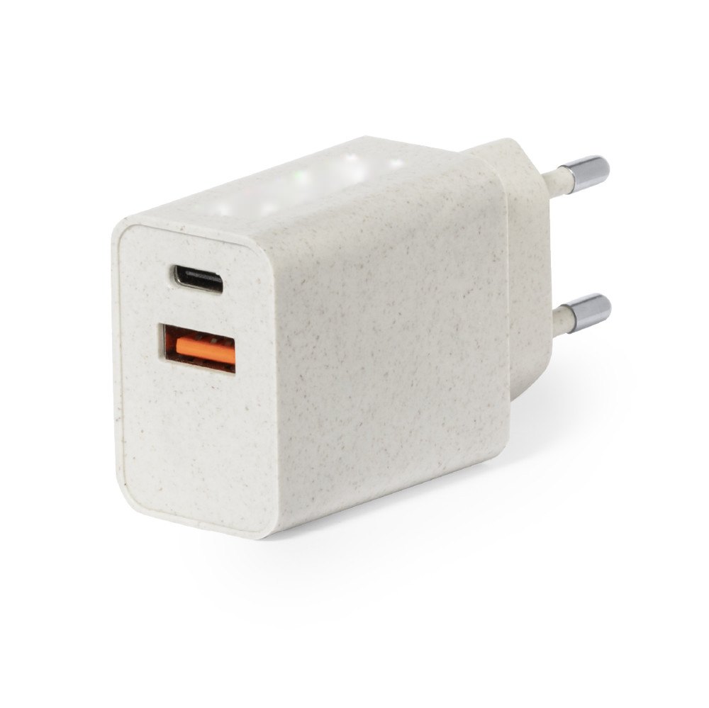 USB Opladers Pylot — drukvlak gecentreerd onder de dop