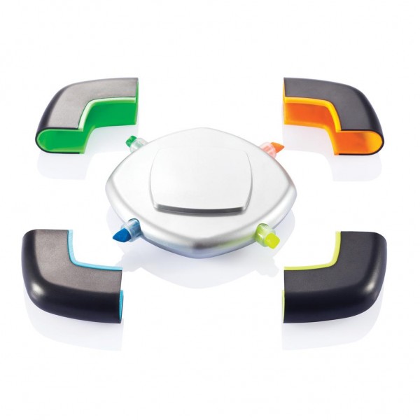 Quad is een vierkante markeerstift met gematteerde finish met de markeerkleuren blauw