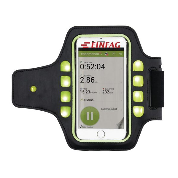 Veilig sporten in het donker met deze universele armband met LED verlichting. Gemakkelijk om uw arm te bevestigen met klitteband. Geschikt voor de meeste telefoons zoals; iPhone 5