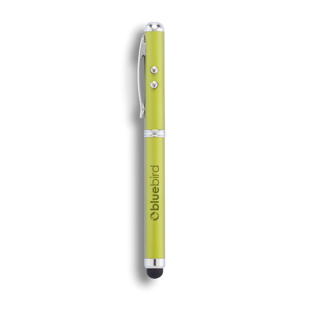 Ballpoint pen gemaakt uit messing met stylus functie en geïntegreerde laser pointer. Voor iedere vorm van presenteren.