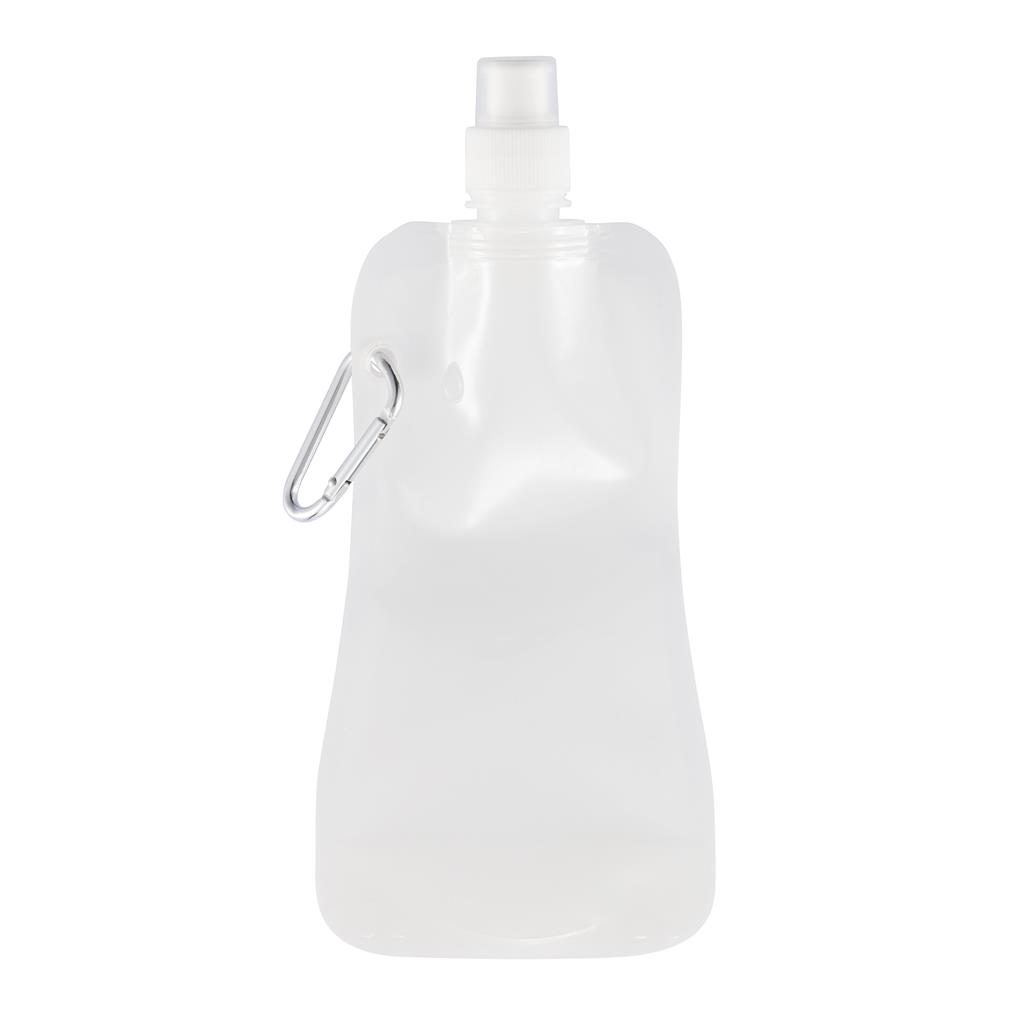400ml opvouwbare fles met tuit en bijpassende geanodiseerde karabijnhaak. Geeft u de mogelijkheid om uw kraanwater overal mee naar toe te nemen! Na gebruik makkelijk op te rollen.