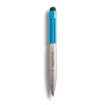 Spin is een aluminium 360° ergonomische touchscreen pen met 6 clips zodat het overal aan vast te maken is. Spin wordt geleverd met een blauw en zwart navul inktpatroon. Geregistreerd ontwerp®.